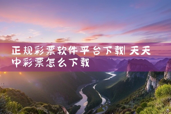 正规彩票软件平台下载
